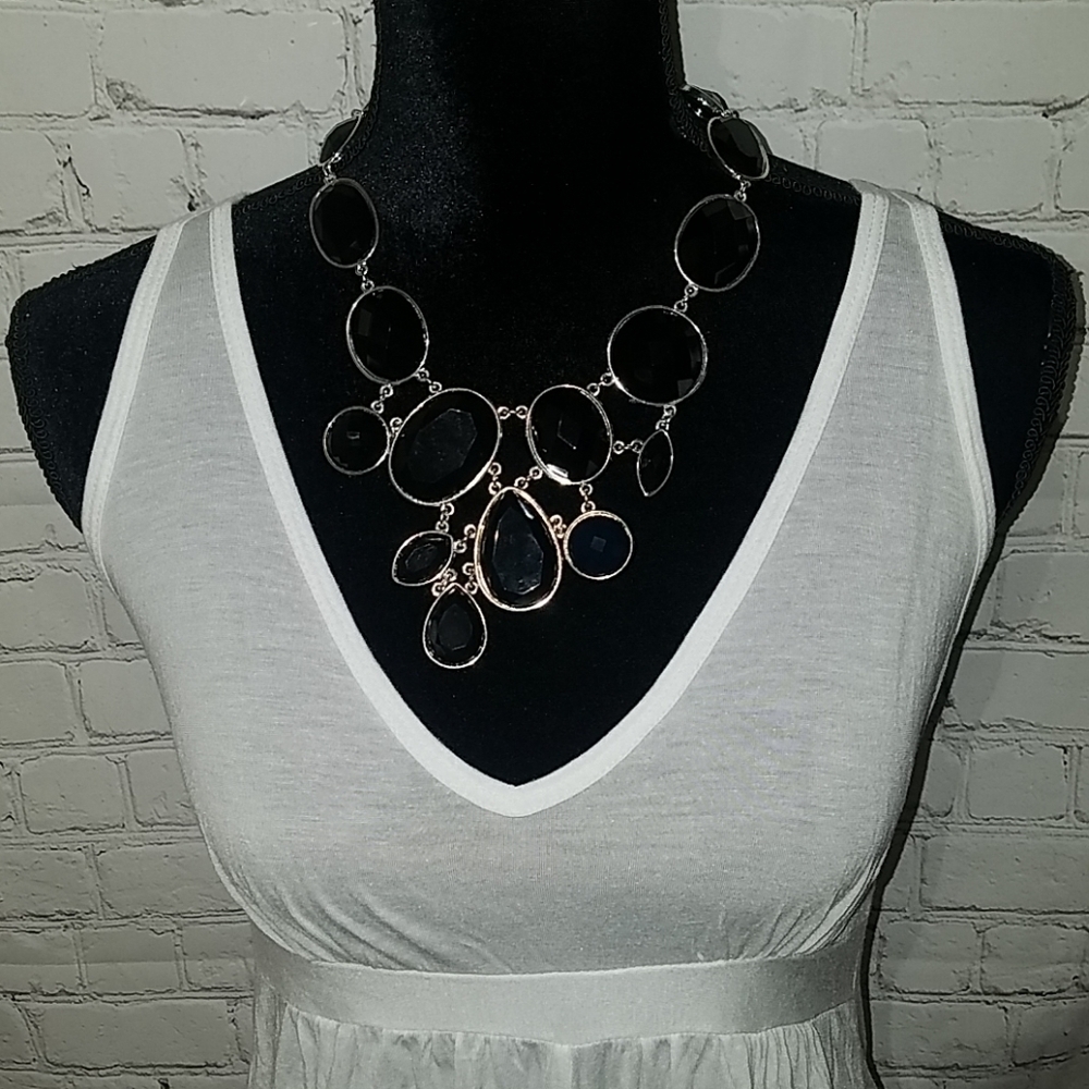 NWOT RARE WH/BM black/silver crystal necklace, $68